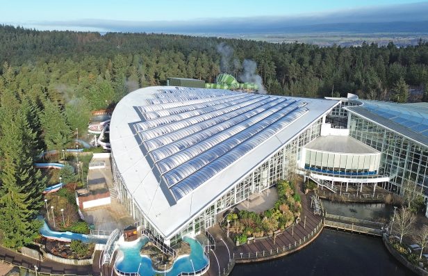 Hero shot of our liquid roofing project at Center Parcs