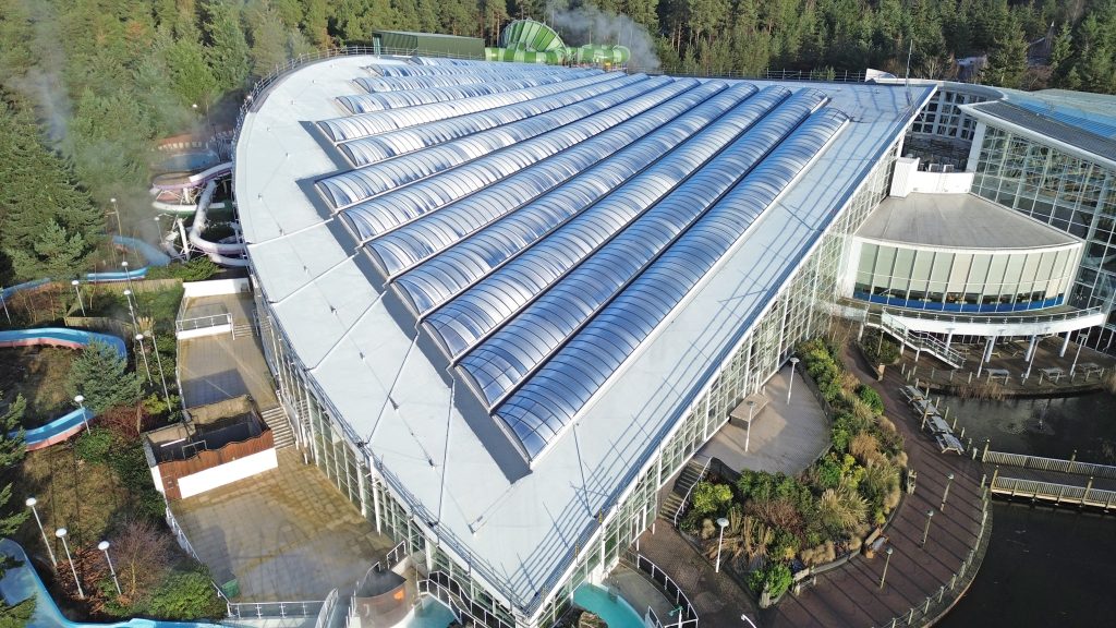 close up shot of curved roofing at Center Parcs