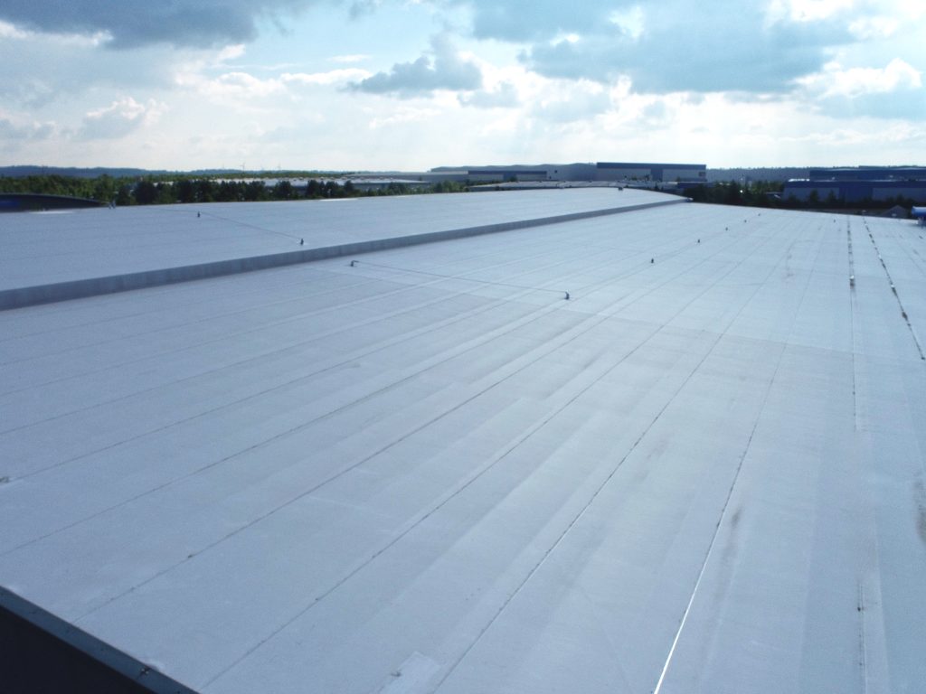 after shot of close-up single-ply roof refurbishment by commercial roofing company Central Group