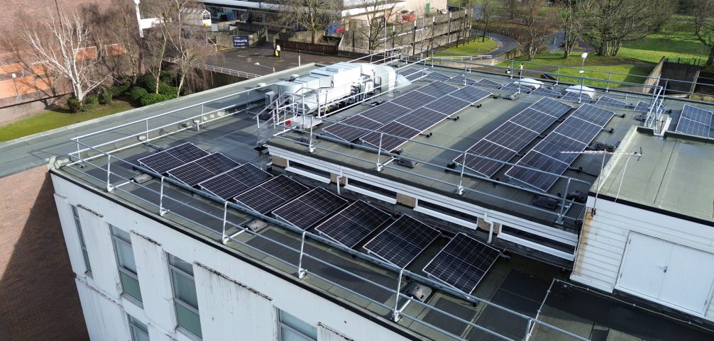 commercial flat roof project at a public service facility in Newport